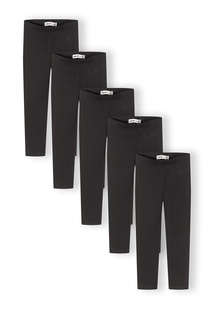 Leggings 5-Pack, Black, Cotton Stretch - 1
