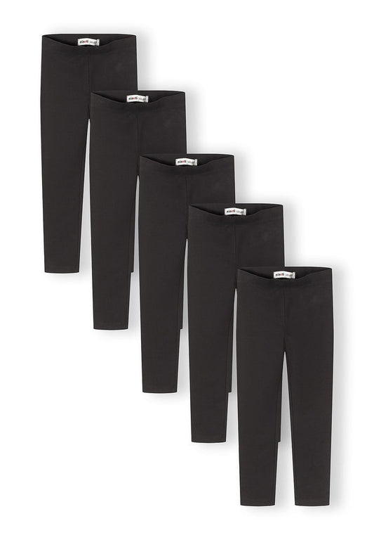 Leggings 5-Pack, Black, Cotton Stretch - 1