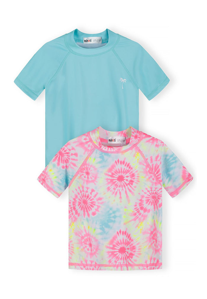 Swim T-Shirts 2-Pack, Raglan, Tie-Dye Blue Pink - 2