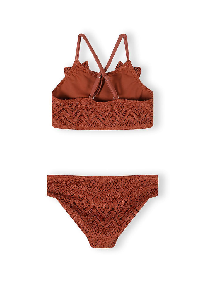 Crochet Bikini Set, Copper, Ruffle Detail - 2