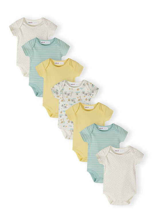 Short Sleeve Bodysuits 7-Pack, Safari, Cream Mint - 1