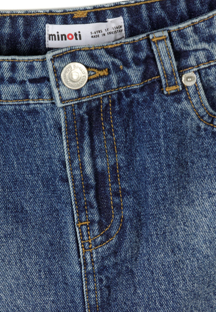 Denim A-Line Skirt, Dark Blue - 4