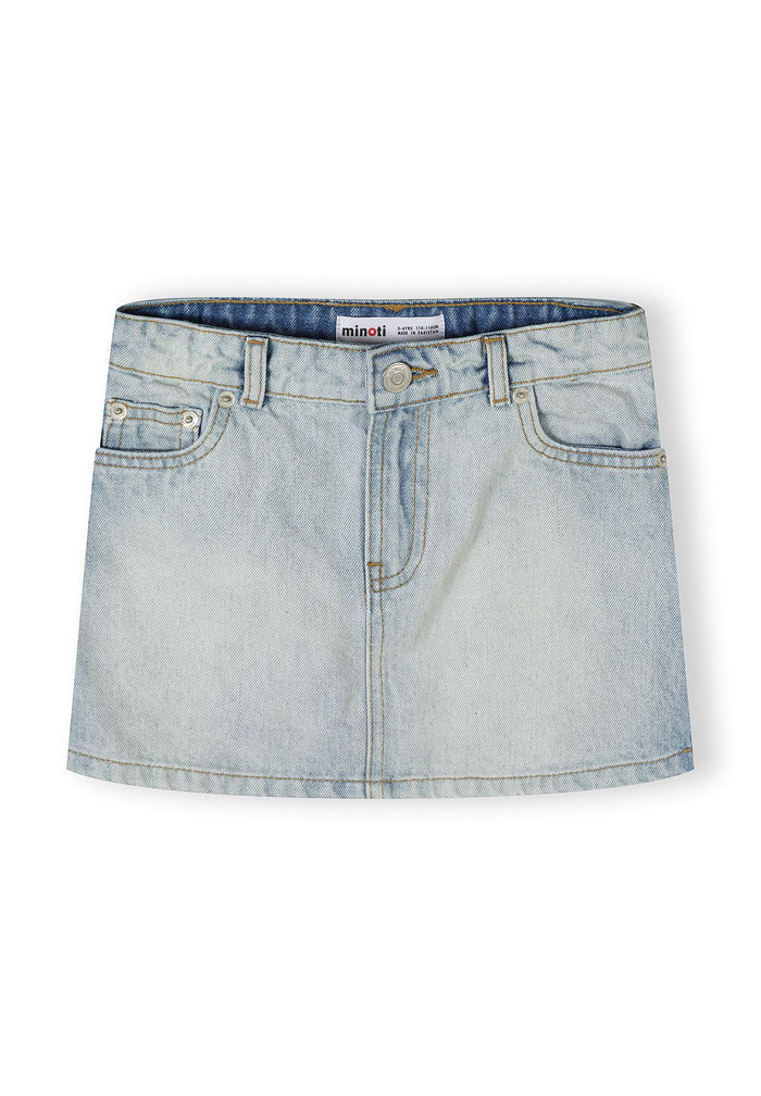 Denim Skirt, Light Blue, Adjustable Waist - 1