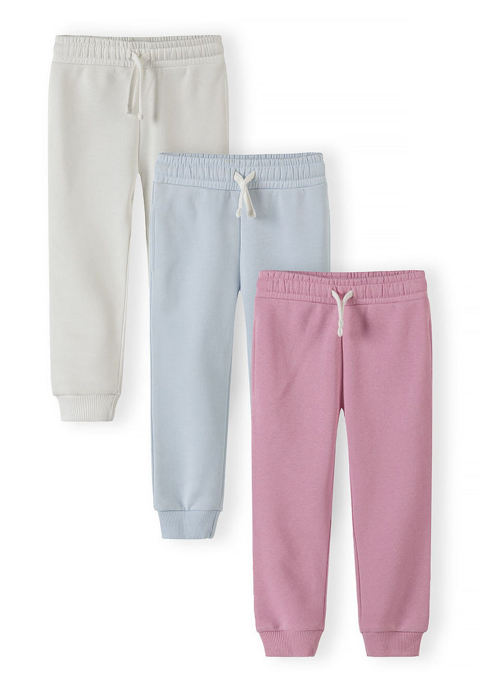 Joggers 3-Pack Pastel Drawstring Pink Blue White - 1