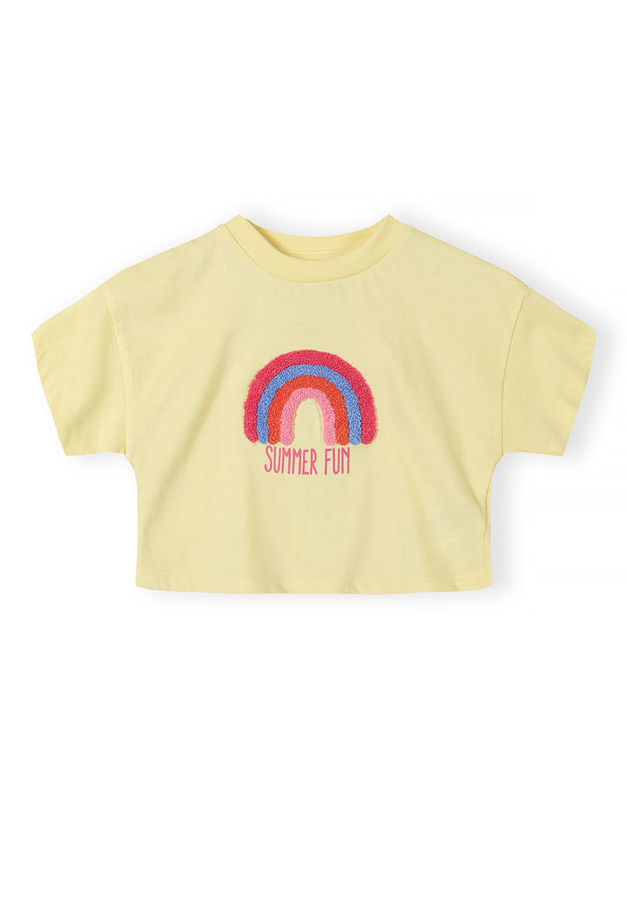 Rainbow Appliqué T-Shirt, Pale Yellow - 2