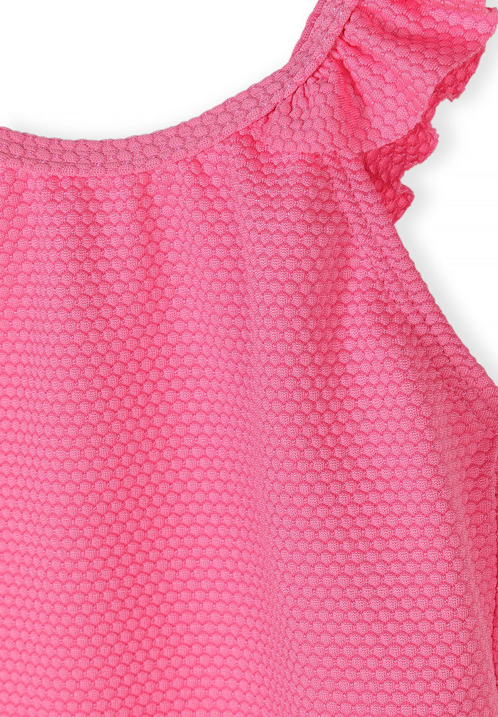 Frilled Swimsuit, Neon Pink - 5