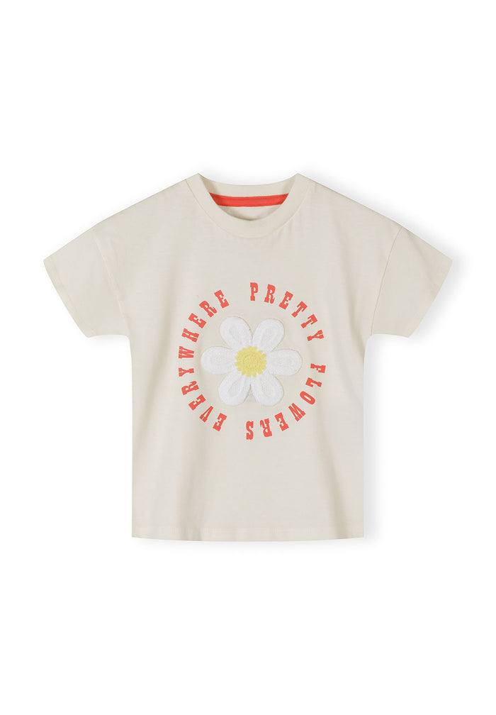 Short Sleeve T-Shirt, Daisy Print, Cream - 1