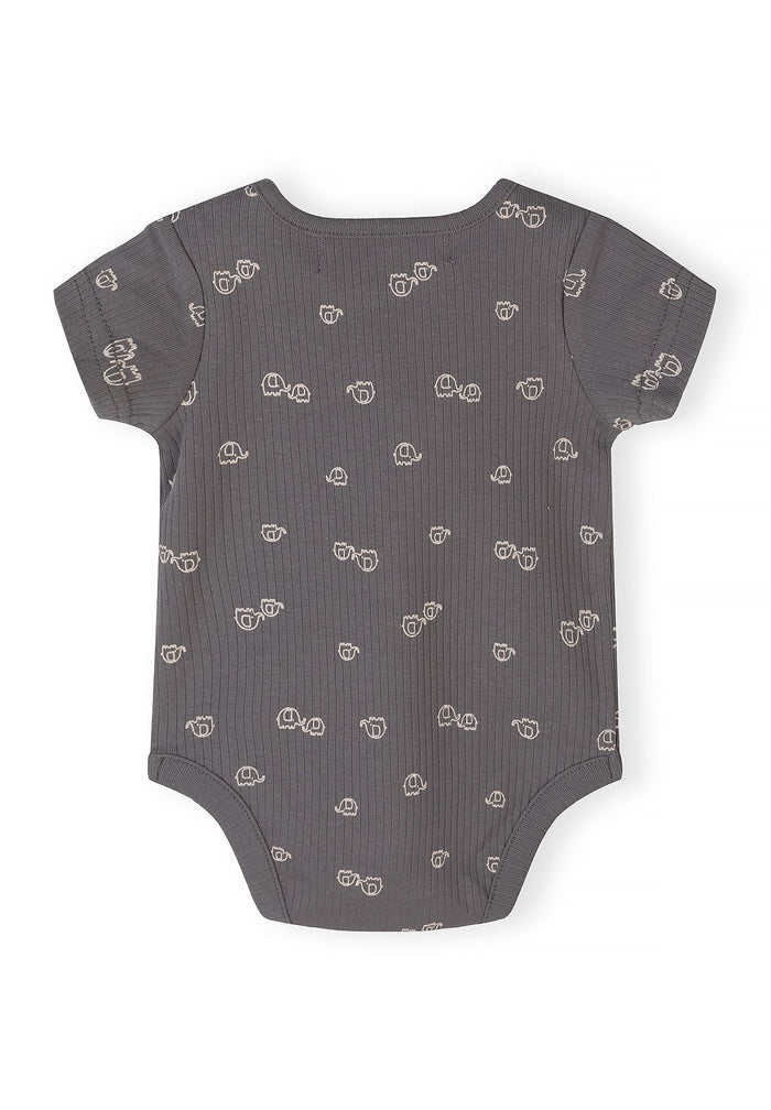 Ribbed Bodysuits 3-Pack, Elephant & Stripes, Neutral - 5
