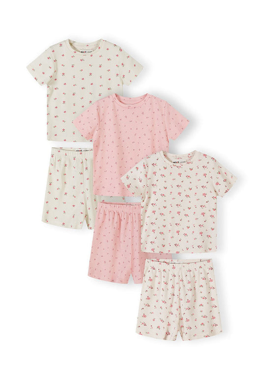 Pyjamas 3-Pack Floral Print Pink Cream - 1