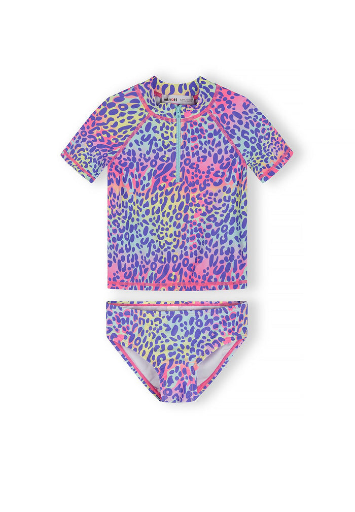 Rash Vest Set, Leopard Print, Purple Multi - 1