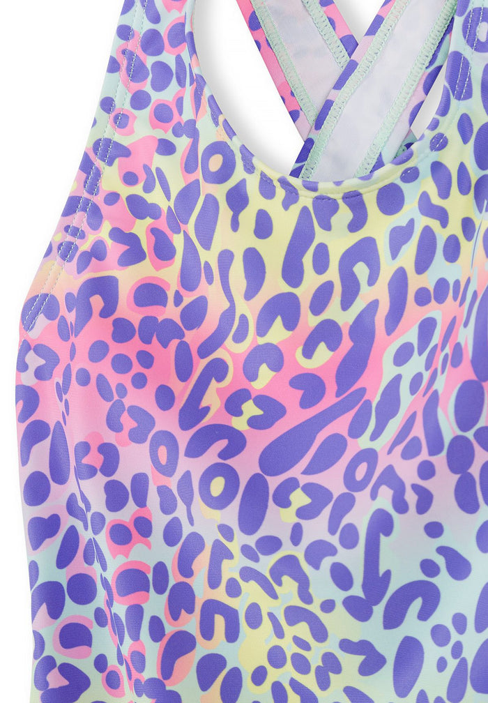 Swimsuit Leopard Print Multicolour Crossover Back - 3