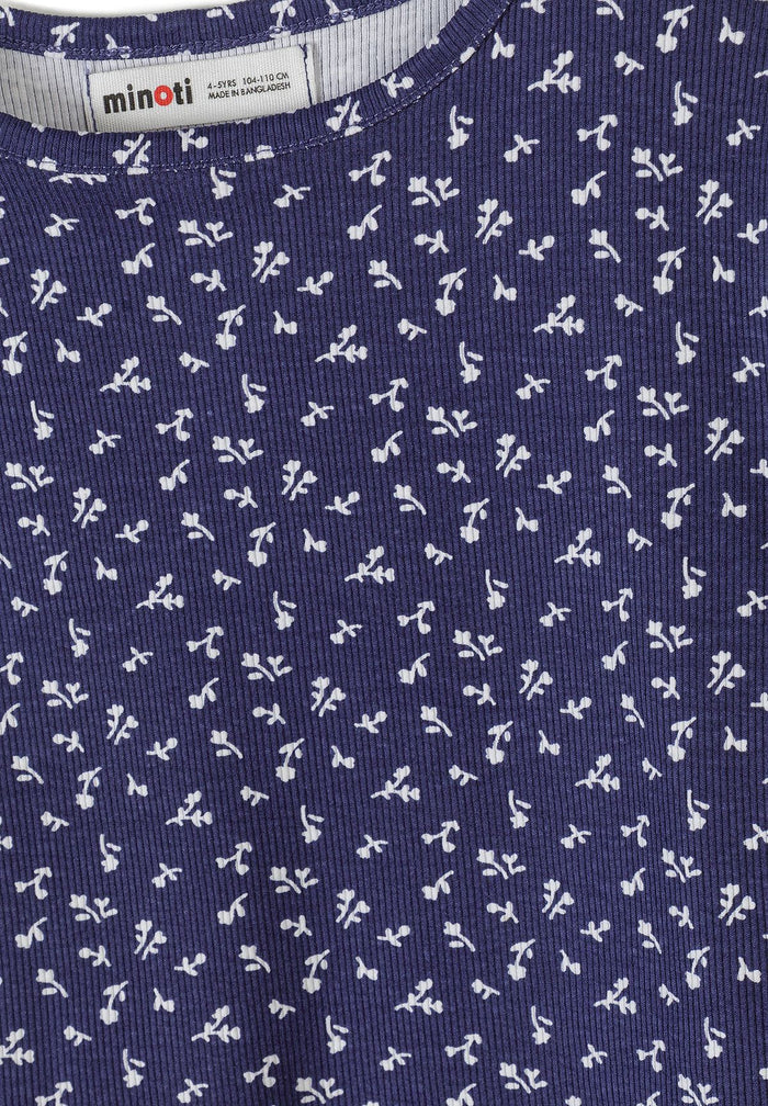 Ribbed Pyjamas 2-Pack, Floral Print, Navy White - 6
