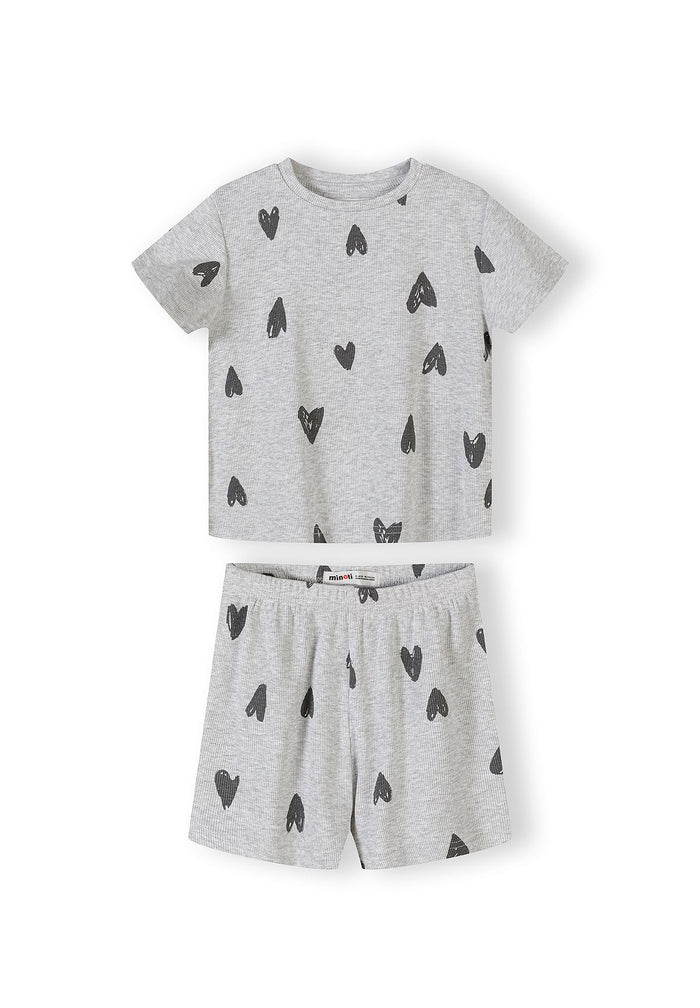 Ribbed Pyjamas 3-Pack Hearts Print Cream Grey - 6