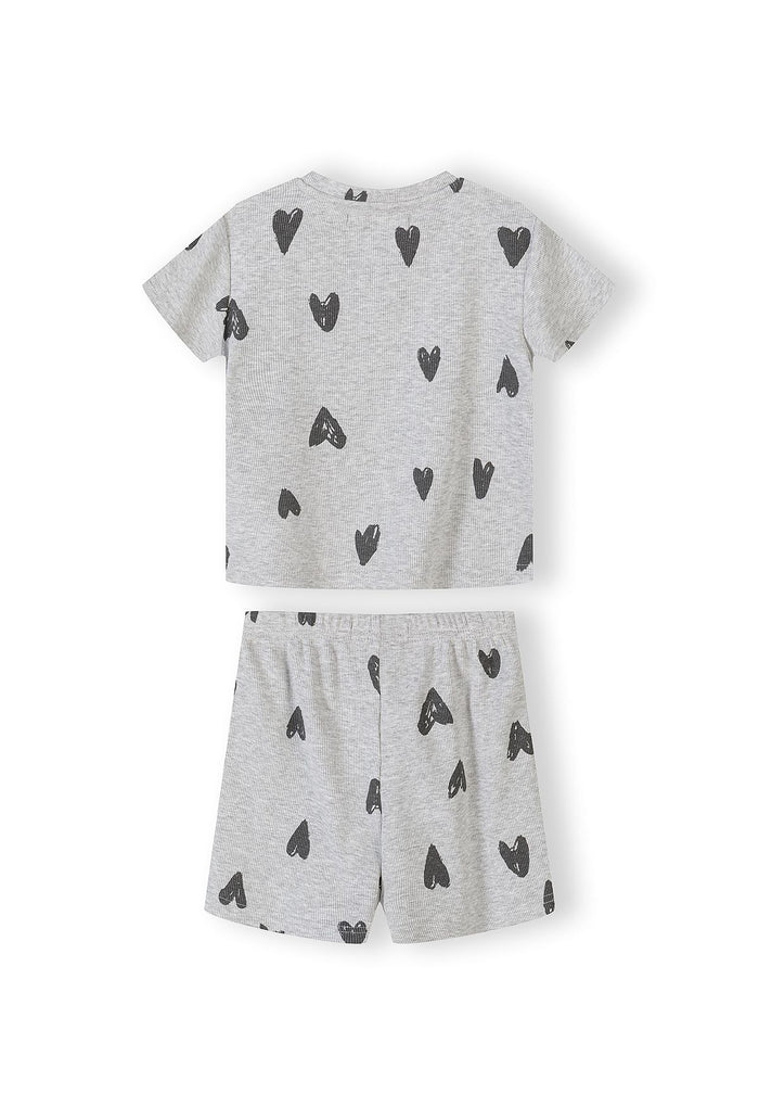 Ribbed Pyjamas 3-Pack Hearts Print Cream Grey - 7