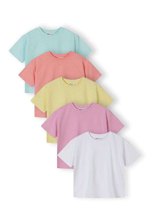Ribbed T-Shirts 5-Pack, Pastel Mix - 1