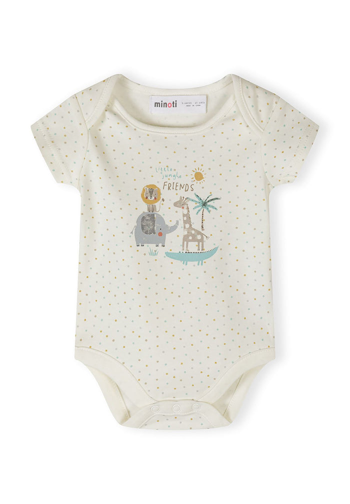 Short Sleeve Bodysuits 5-Pack, Safari Print, Cream - 2