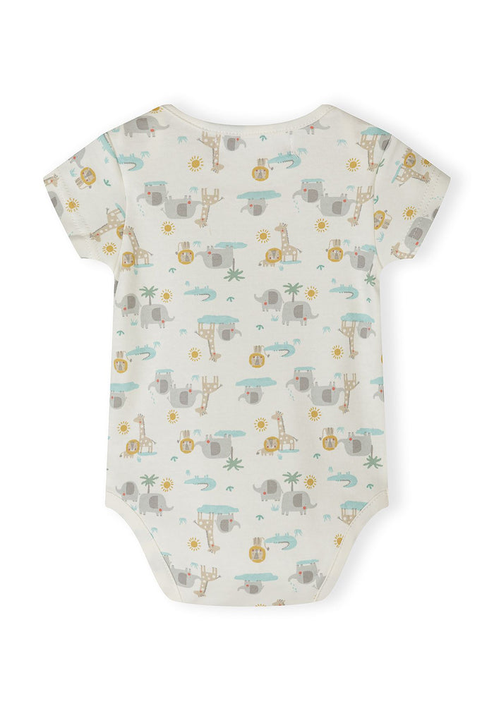 Short Sleeve Bodysuits 5-Pack, Safari Print, Cream - 7