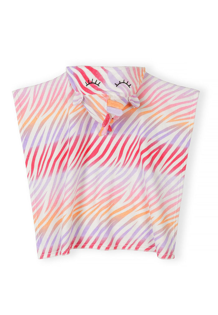 Hooded Towelling Cover-Up, Zebra Print, White - 3