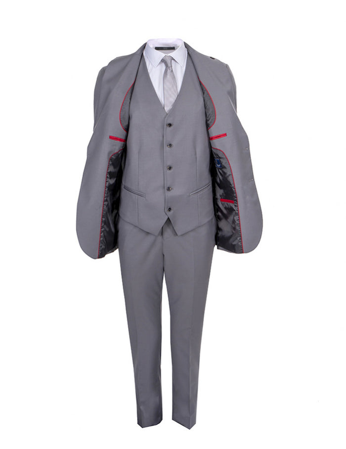 Grey Classic Plain 3 Piece Men's Suit-Makrom