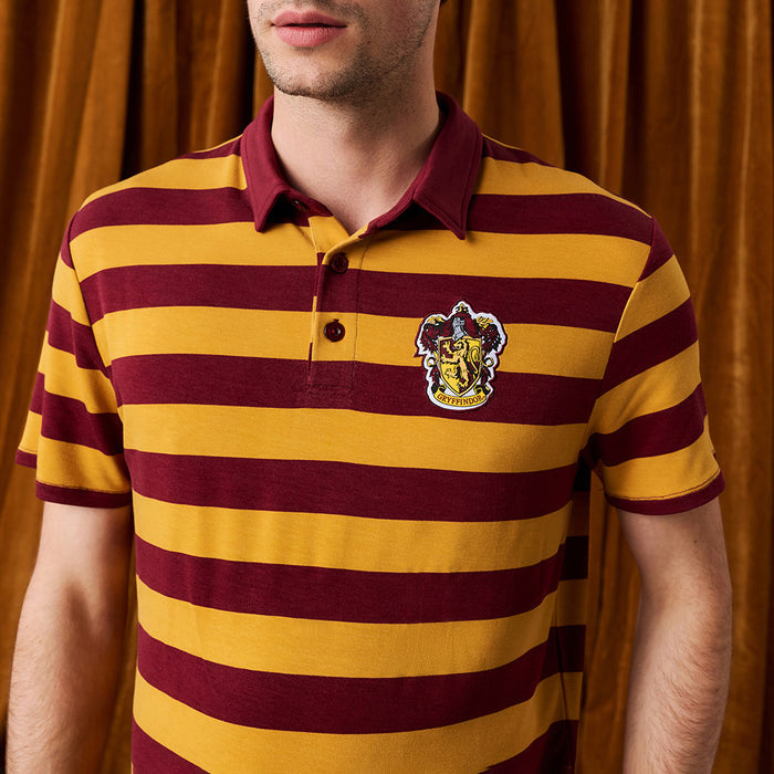 Gryffindor House Stripe Men's French Terry Polo Shirt