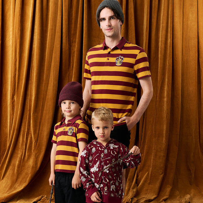 Gryffindor House Stripe Men's French Terry Polo Shirt