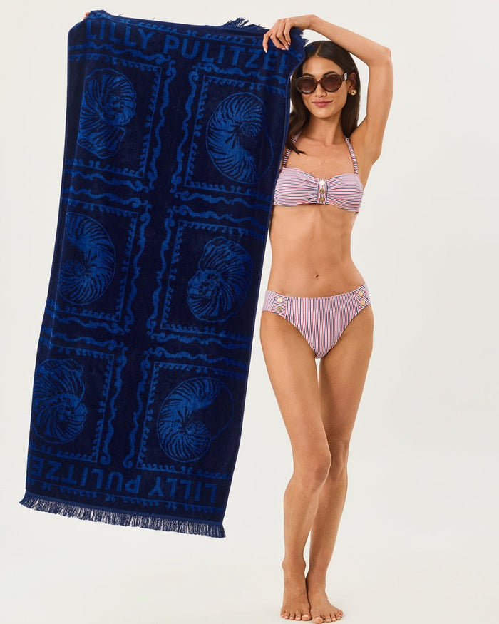 Lilly Pulitzer - Gwp Jacquard Beach Towel - Low Tide Navy Shell Shine