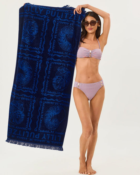 Lilly Pulitzer - Gwp Jacquard Beach Towel - Low Tide Navy Shell Shine