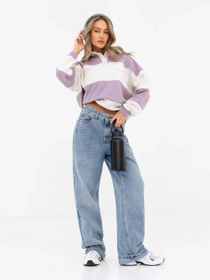 Harper Rugby Shirt - Lilac & Off White