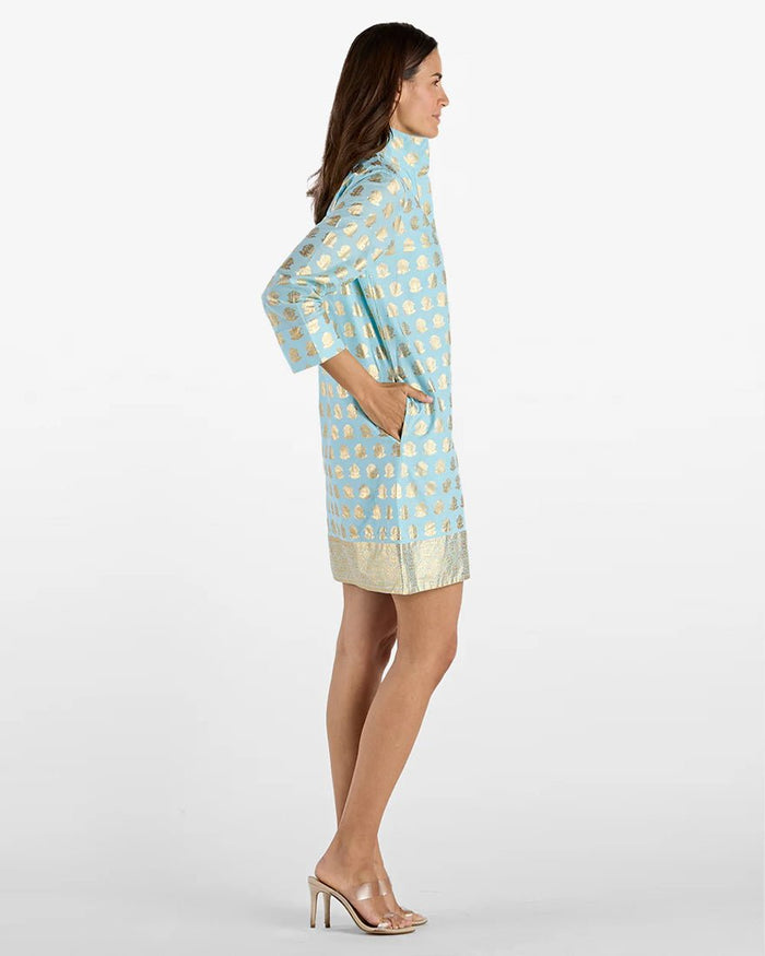 Jude Connally - Helen Dress - Foulard Border Light Aqua