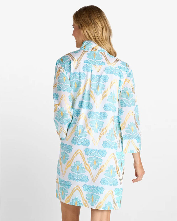 Jude Connally - Helen Dress - Gilded Flora Light Aqua
