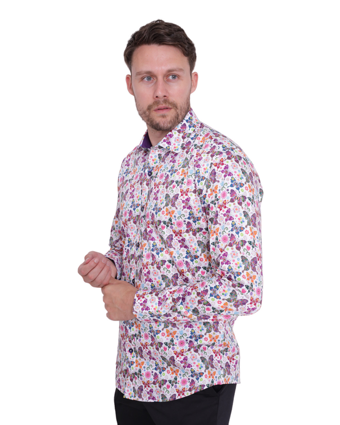 Hippy Butterfly Print Shirt with Matching Handkerchief-Makrom