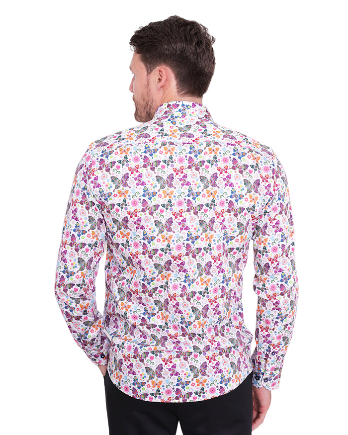Hippy Butterfly Print Shirt with Matching Handkerchief-Makrom