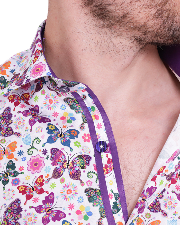 Hippy Butterfly Print Shirt with Matching Handkerchief-Makrom