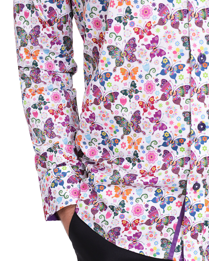 Hippy Butterfly Print Shirt with Matching Handkerchief-Makrom