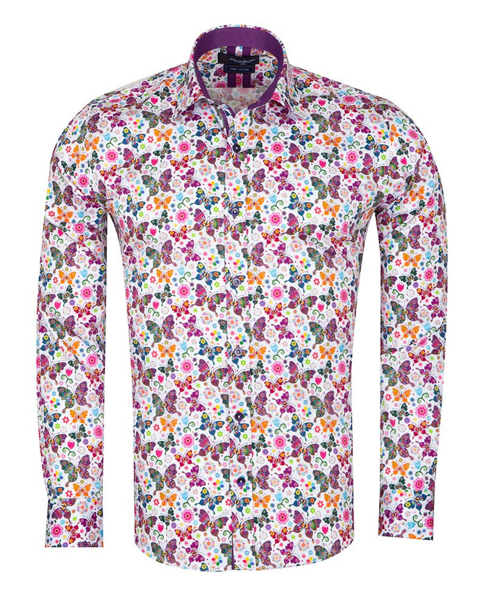 Hippy Butterfly Print Shirt with Matching Handkerchief-Makrom