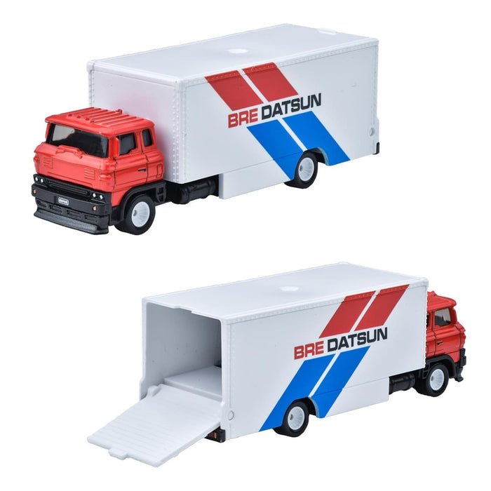 Front and back view of a BRE Datsun branded toy truck