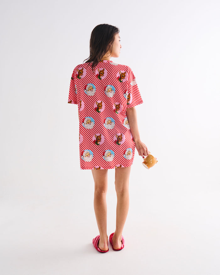 I Love Christmas Spot Adult Organic Cotton Oversize T-shirt Nightie