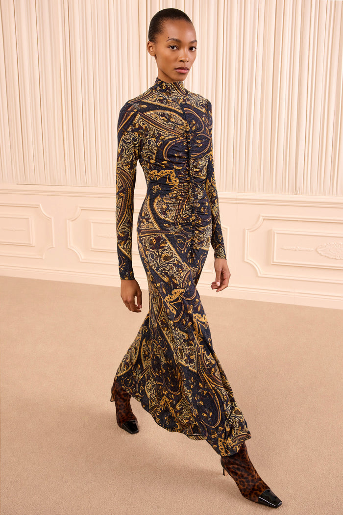 Ida Long Sleeve Jersey Dress - Twilight Paisley
