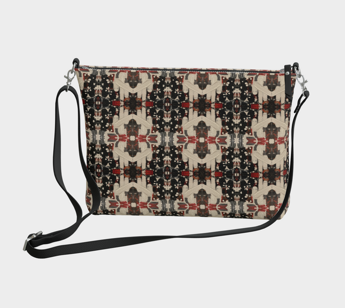 “If We Can See It” Vegan Leather Crossbody #2 (Black, White, Orange)
