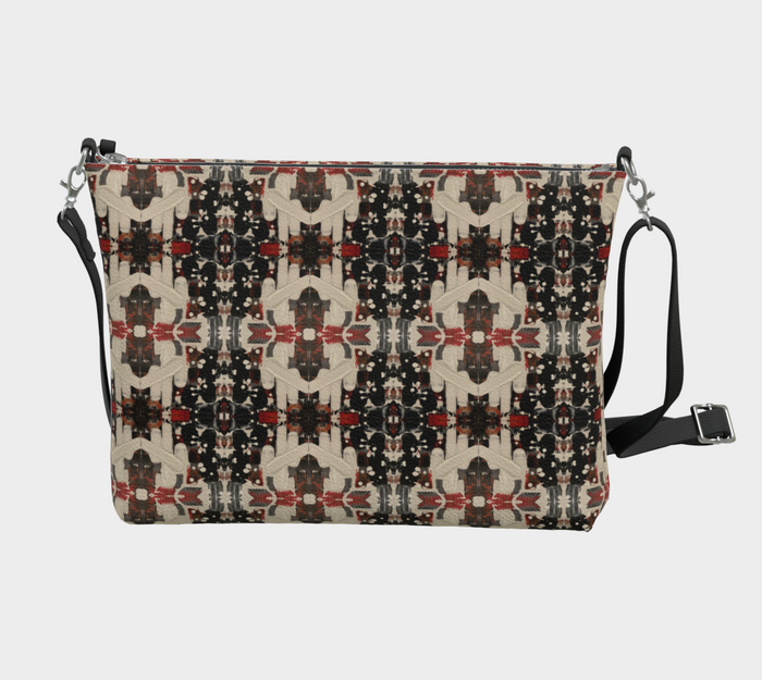 “If We Can See It” Vegan Leather Crossbody #2 (Black, White, Orange)