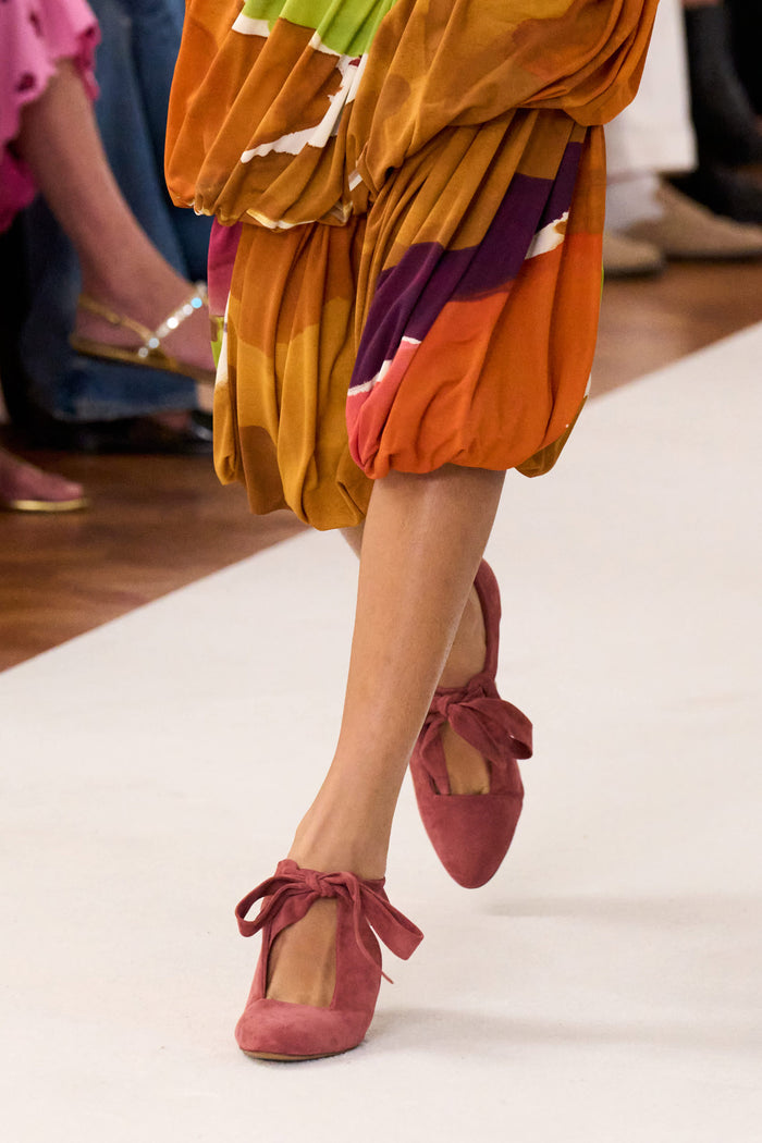 Fig Suede Ingrid Soft Bow Pump on SS26 Runway - Designer Heels in Motion | Ulla Johnson
