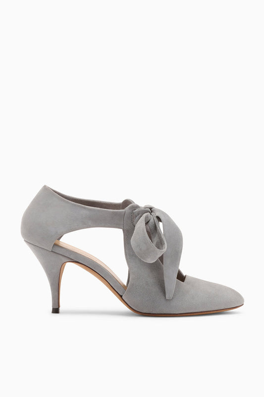 Stone Suede Ingrid Soft Bow Pump - Side View | Ulla Johnson