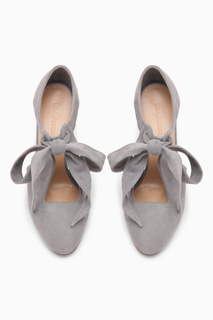 Stone Suede Ingrid Soft Bow Pump - Top-Down Pair View | Ulla Johnson