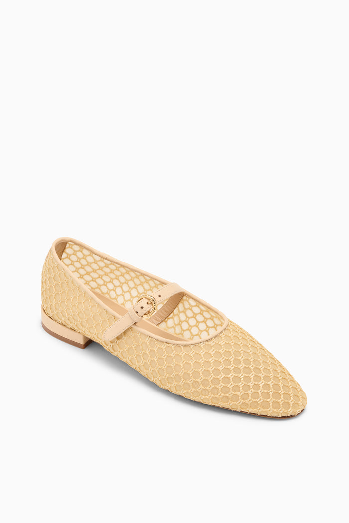 Sand Raffia Net Isobel Ballet Flat - Three-Quarter View | Ulla Johnson