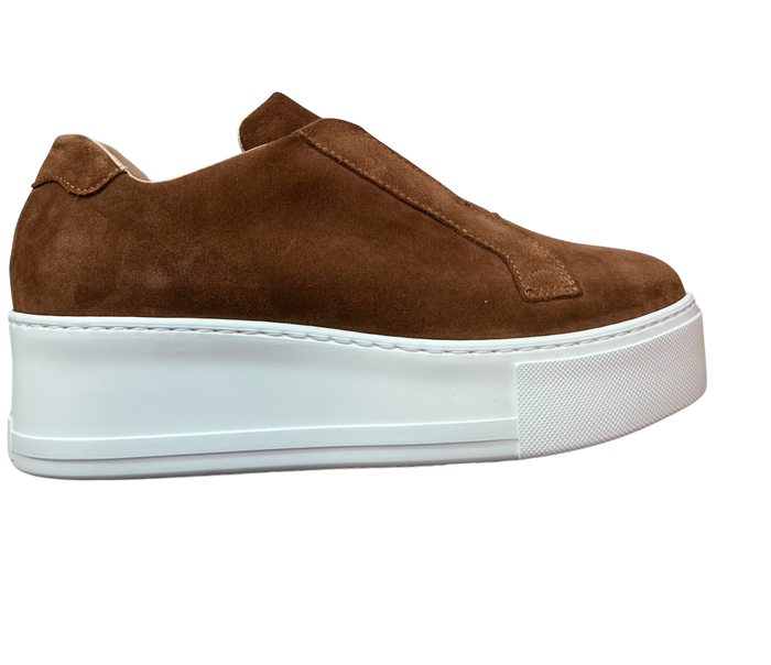 Jane Galland Marie Chocolate Suede Flatform Trainers
