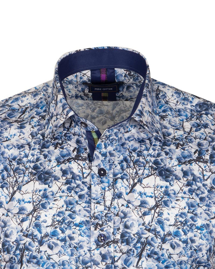 Jasmine Flower Print Shirt with Matching Handkerchief-Makrom