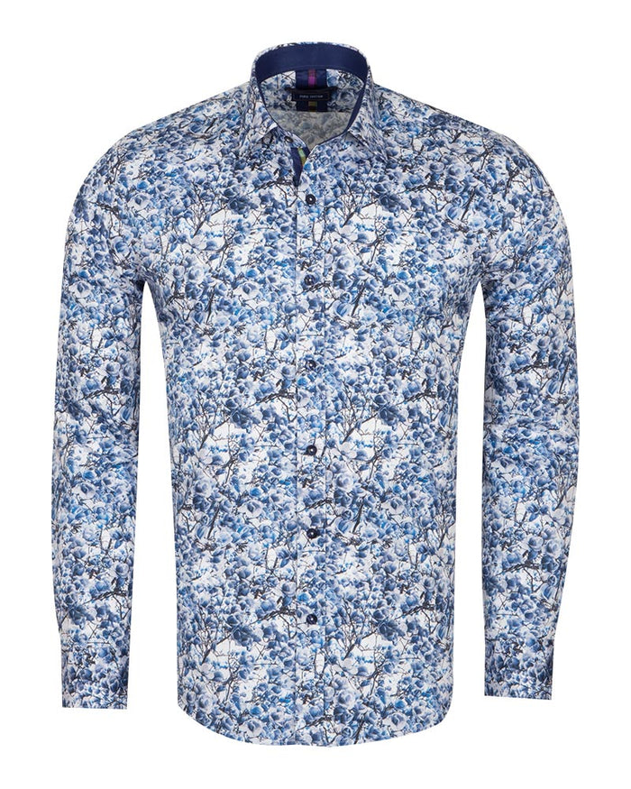 Jasmine Flower Print Shirt with Matching Handkerchief-Makrom