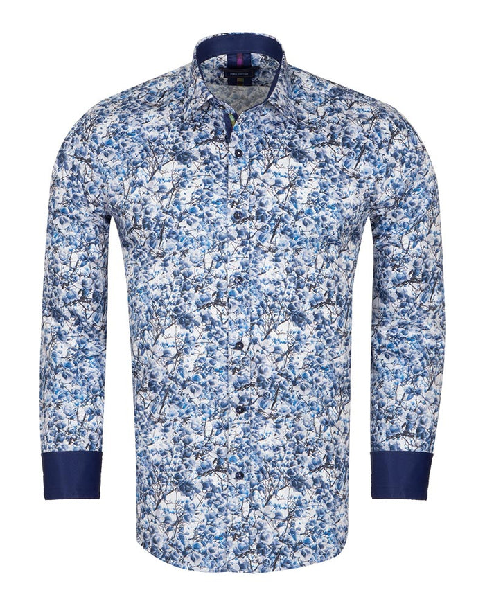 Jasmine Flower Print Shirt with Matching Handkerchief-Makrom