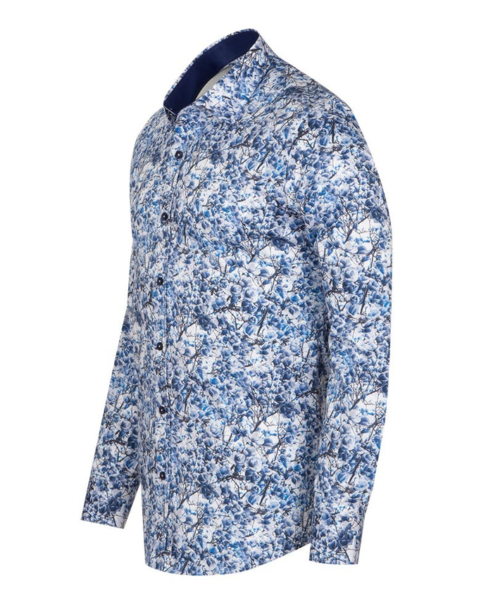 Jasmine Flower Print Shirt with Matching Handkerchief-Makrom