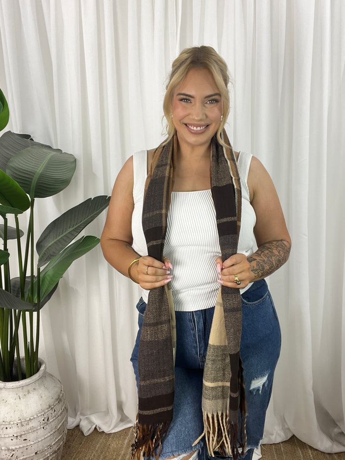Jaye Scarf- Brown Check
